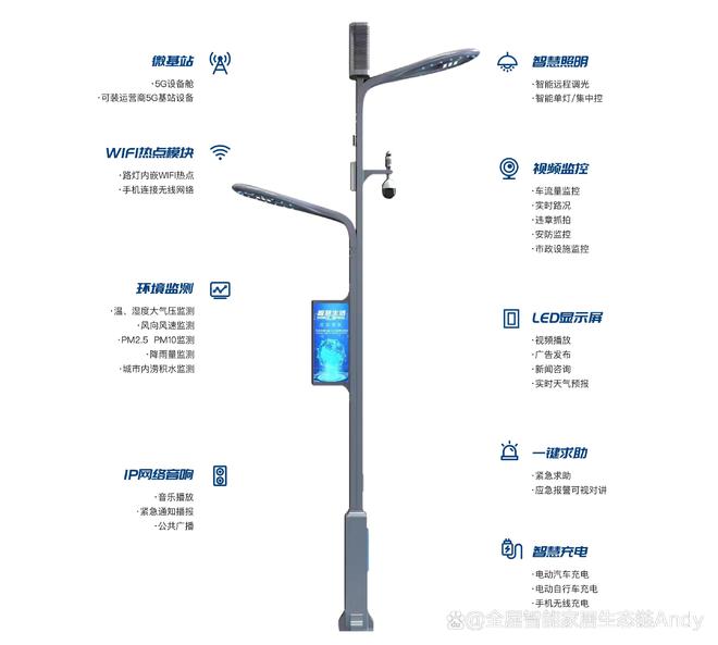 杆屏物联网广告屏源头解决方案LED智慧灯杆显示屏AI灯(图5)
